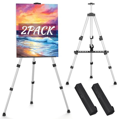 Art Painting Easel Stands, Adjustable Display Tripod Artist Sign Easels - style: Silver-2pack