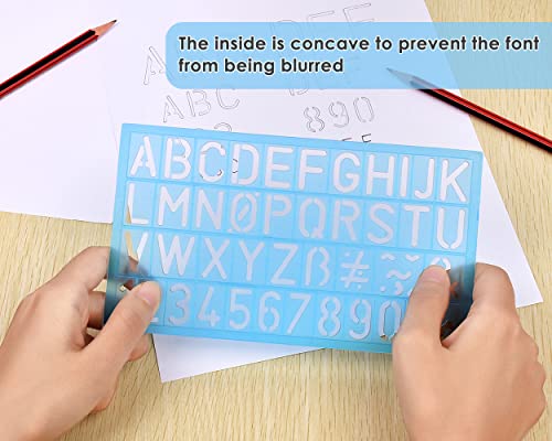 DS. DISTINCTIVE STYLE Alphabet Stencils Set of 4 Plastic Letter Stencil Assorted Sizes Number Ruler for Learning, Painting, Scrapbooking