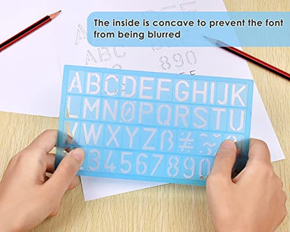 DS. DISTINCTIVE STYLE Alphabet Stencils Set of 4 Plastic Letter Stencil Assorted Sizes Number Ruler for Learning, Painting, Scrapbooking