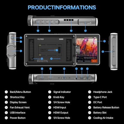 VILTROX DC-A1 7 inch HD 1920x1080 IPS 2800 Nit Camera Field Monitor - size: DC-A1 (2800Nits)