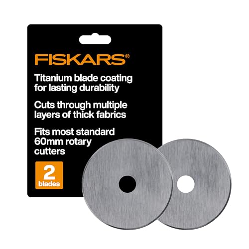 Fiskars 60mm Titanium Rotary Cutter Blade Replacements for Fabric, 2-Pack - size: 60mm, style: 2 Pack - Titanium