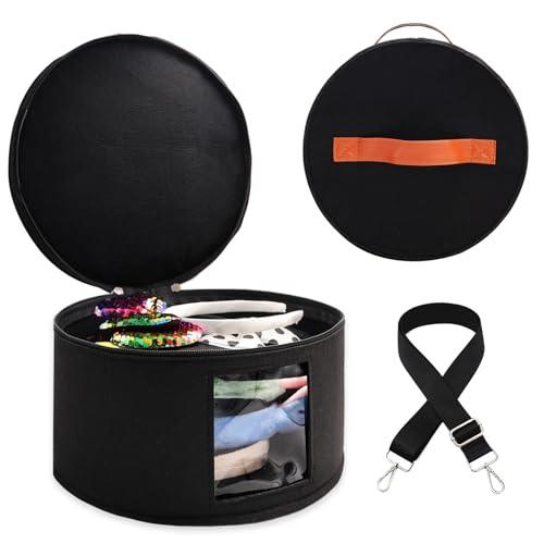Chenille Letter Bow Mouse Ears Travel Case, Large Round Tote Storage Box - color: Black
