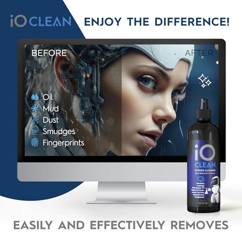 iO CLEAN 16oz Screen Cleaner Spray – Best Large Cleaning Kit - size: 16.9 Fl Oz (Pack of 1)