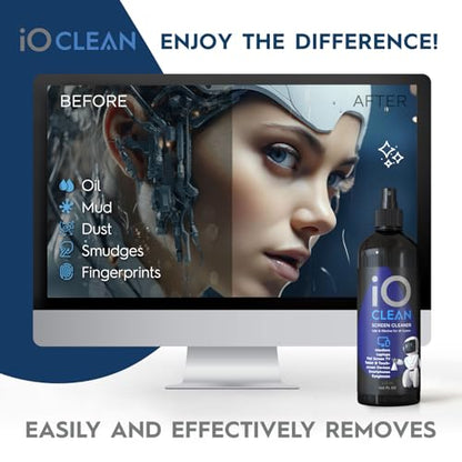 iO CLEAN 16oz Screen Cleaner Spray – Best Large Cleaning Kit - size: 16.9 Fl Oz (Pack of 1)