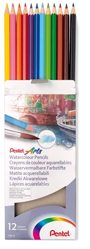 Pentel Arts Watercolour Pencil Set - Assorted (Pack of 12) CB9-12U - size: 12 Count (Pack of 1)