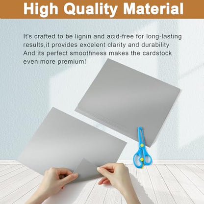 Silunkia 28 Sheets Shimmer Gray Cardstock 8.5 x 11 Craft Paper 92lb - color: Silver, size: 28 Sheets