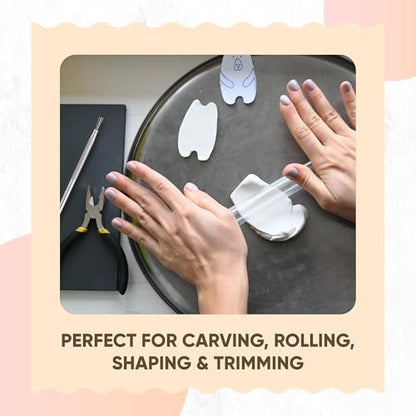 14 Pcs Polymer Clay Tools Acrylic Roller Clay Rolling Pins for Baking with Thickness Rings, Tissue Blade, Slicer Knife, Dotting Tools, Sculpting Earring and Jewelry Making Kit for Modeling and Shaping
