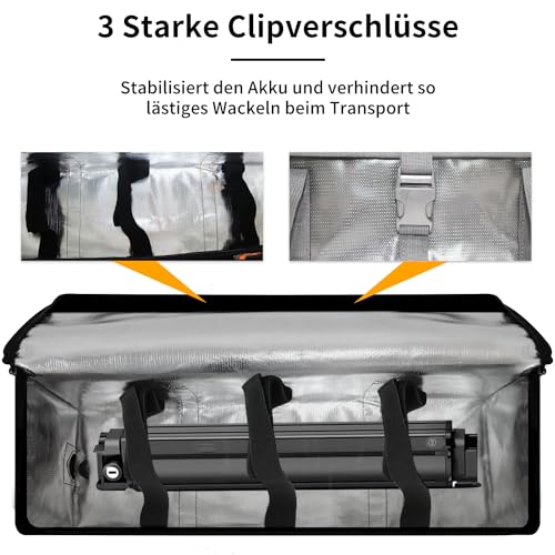 Ebike Battery Bag, 8 Layers, Fire Protection, Fireproof Battery Bag, Waterproof, Explosion-Proof, Ebike Battery Protective Case, black red, L, utilitarian