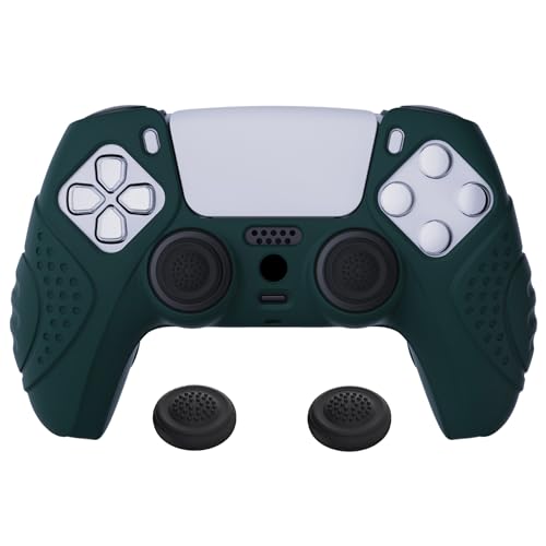 eXtremeRate PlayVital Guardian Edition Racing Green Ergonomic Soft Anti-Slip Controller Silicone Case Cover for ps5, Rubber Protector Skins with Black Joystick Caps for ps5 Controller - color: Racing Green