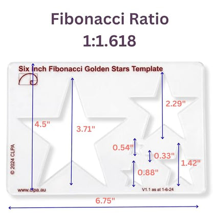 Fibonacci 6" 3-Piece Drawing Template Set, Golden Ratio Stencils - style: Set - 6" Circle/Star, 5" Square