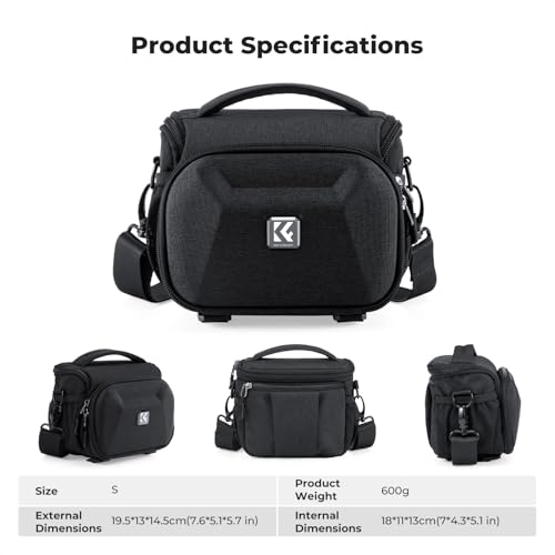 K&F CONCEPT Camera Shoulder Bag, Hardshell Camera Case with Tripod Holder - size: S