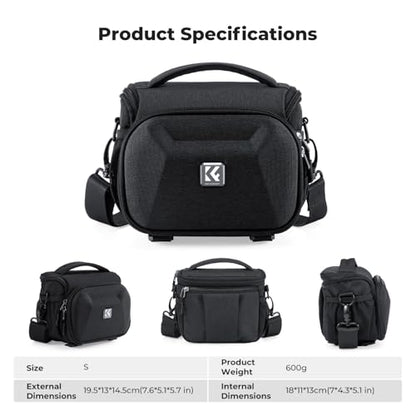 K&F CONCEPT Camera Shoulder Bag, Hardshell Camera Case with Tripod Holder - size: S
