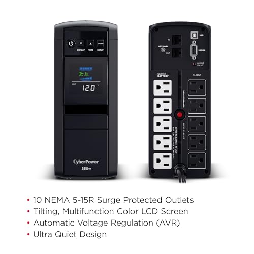 CyberPower CP850PFCLCD PFC Sinewave UPS Battery Backup and Surge Protector - size: 850VA, style: Mini-Tower