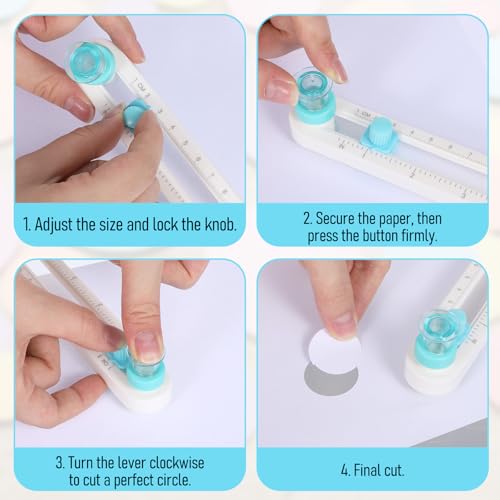 1 PCS Adjustable Circle Cutters for Crafts, Multi Purpose Round Circle Cutter Paper Tool, Easy Operation, Smooth Cutting for Scrapbooking Card Making DIY Projects