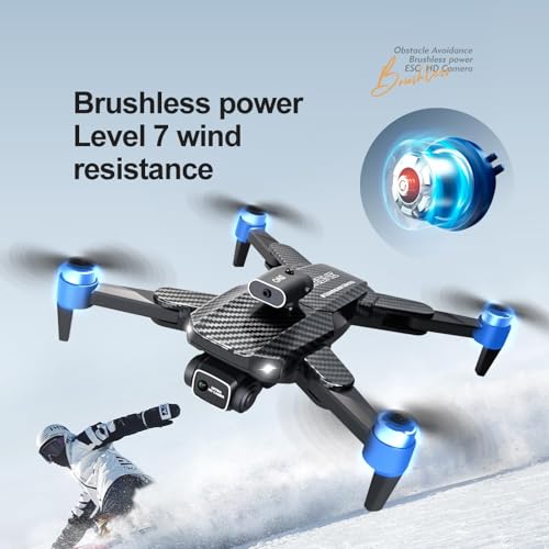 4K UHD GPS Drone with Camera (Equipped with dual cameras), Foldable RC FPV Drone, small-scale Drone Control Quadcopter With Height Setting Function, Six-pass Gyroscope, Gesture Photo, Video Recording, Headless Mode, Emergency Stop, Trajectory Gravity Sens