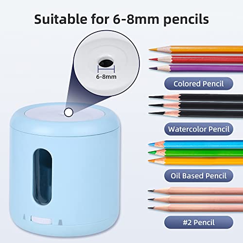 tenwin Pencil Sharpener Battery Powered, Portable, for 6-8mm Pencils - color: Blue