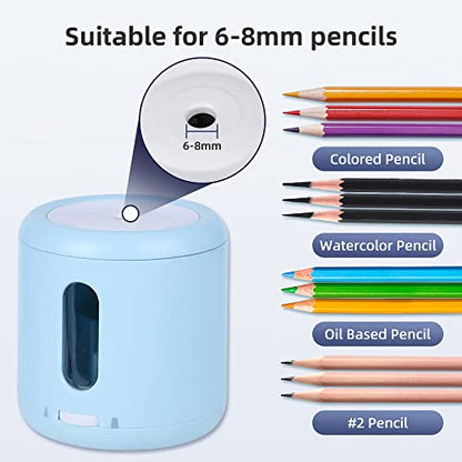 tenwin Pencil Sharpener Battery Powered, Portable, for 6-8mm Pencils - color: Blue