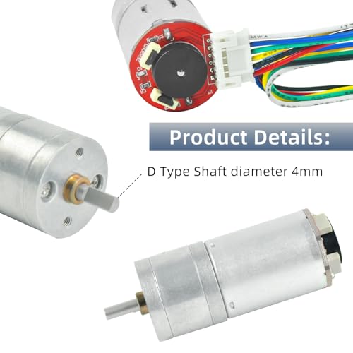 2Pcs Gear Motor with Encoder DC 12V 100RPM Gear Ratio 1:45 D Shaft Metal Encoder Gear Motor Silver for Smart car/Robot RC Model DIY Engine