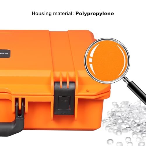 IP67 Waterproof Protective Hard Case with Custom Foam Insert, 18", Orange - color: Orange