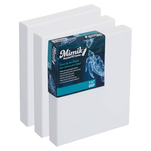 Creative Mark Mimik Recycled Stretched Canvas - 5x7 Box of 3 - Made from Recycled PET Plastic Bottles - Durable Archival Weave - Triple Acrylic Primed Painting Canvases - 400gsm, 1 - size: 5x7"