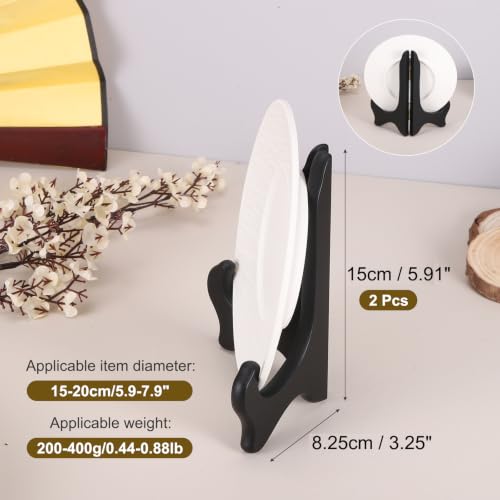 MECCANIXITY 2Pcs Wooden Easel Plate Holder, 8" Small Wood Easels Folding - color: Black, size: 8"