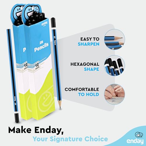 Emraw 2B Pencils Pack Bundle for Tests Exam Writing Drawing Sketching - Bulk Pack of 24 Pencil