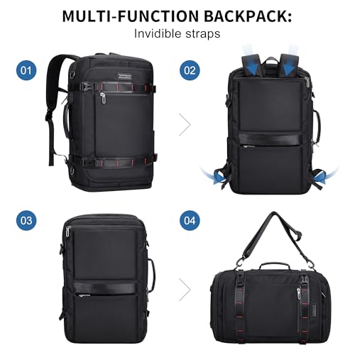 WITZMAN Travel Backpack for Men 35L TSA Friendly Flight Approved - color: Black