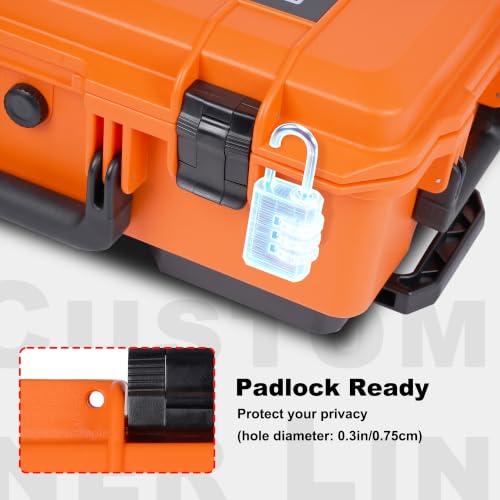 Large Rolling Camera Equipment Hard Case with Custom Foam,Waterproof and Shockproof for Drone,Telescopic Handle, Airplane Approved, 22.05x13.78x9.25in, Orange - color: Orange