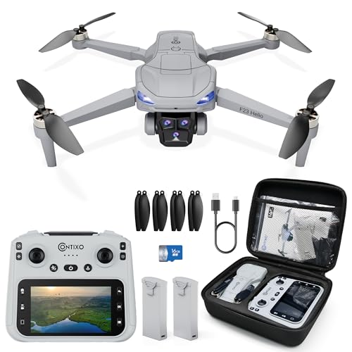 Contixo F23 GPS Drone With Camera, 46 Min Flight Time, 4.5" Screen Remote, Follow Me, Waypoints, 5GHz FPV Transmission, Return to Home, Hand Gestures, Orbit Mode Foldable Drones For Teens & Adults - style: F23