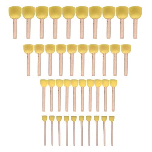 WAFJAMF 40 Pcs Round Sponges Brush Set 4 Sizes DIY Painting Tools Yellow - color: Yellow