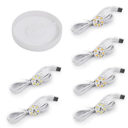 Round Display Base Silicone Mold with 6PCS LED Light for Resin