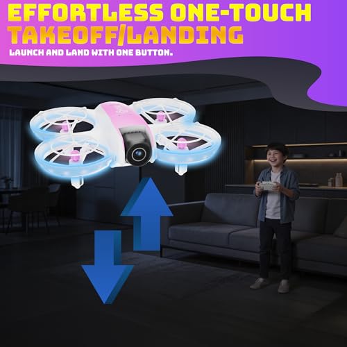 Contixo F15 Astro Mini Drone with 2.4" Screen Remote – 720P HD Dual Camera, Live Video Display, Optical Flow Hover, One-Key Takeoff/Landing, 360° Stunts, 2 Batteries, Beginner Drone for Kids & Adults - color: Pink