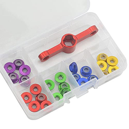 WMYCONGCONG 25 PCS M5 Aluminum Nylon Lock Nuts M5 Flange Nylon Insert Self-Locking Nut with Quick Release Wrench Tool for RC Drone FPV Parts