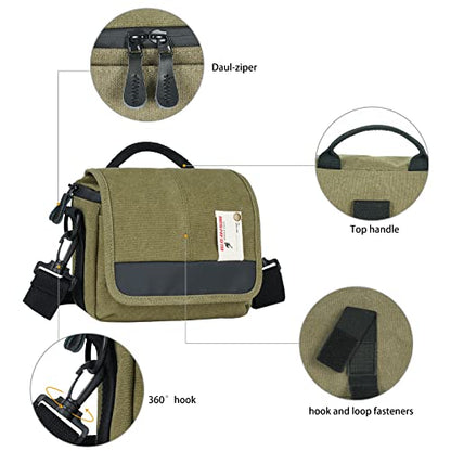 Besnfoto Camera Bag Small Crossbody Camera Shoulder Purse Compact Case - color: Army Green, size: Small