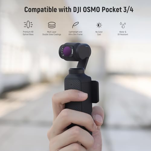 NEEWER Filter Set Compatible with DJI Osmo Pocket 3 / Pocket 4 / Xtra Muse, 4 Pack Magnetic ND Filter Action Camera Accessories Kit (UV + CPL + Variable ND2-32 + ND64-512) - style: 4 Pack VND+CPL+UV