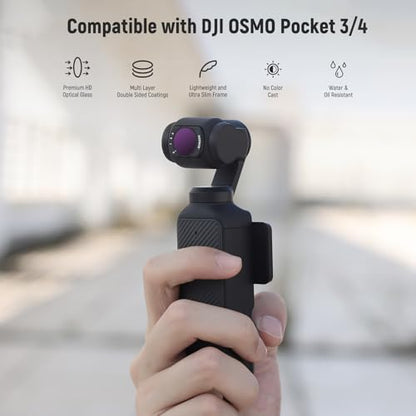 NEEWER Filter Set Compatible with DJI Osmo Pocket 3 / Pocket 4 / Xtra Muse, 4 Pack Magnetic ND Filter Action Camera Accessories Kit (UV + CPL + Variable ND2-32 + ND64-512) - style: 4 Pack VND+CPL+UV