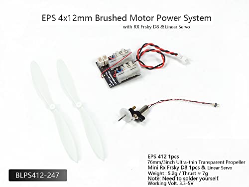 Micro Brushed Power System for RC Airplane – 4x12 Brushed Motor with 1S 5A ESC, 3” Micro Propeller & Receiver Options, Ultra Lightweight Indoor RC Plane DIY Kit (BLPS412-247) - color: BLPS412-247
