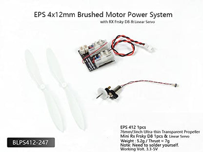 Micro Brushed Power System for RC Airplane – 4x12 Brushed Motor with 1S 5A ESC, 3” Micro Propeller & Receiver Options, Ultra Lightweight Indoor RC Plane DIY Kit (BLPS412-247) - color: BLPS412-247