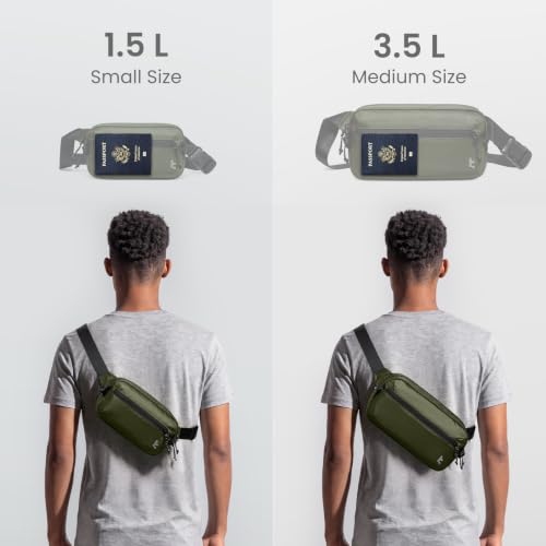 tomtoc 1.5L Sling Bag with RFID Blocking Crossbody Chest Pack for Men Women - color: Green, size: 1.5L