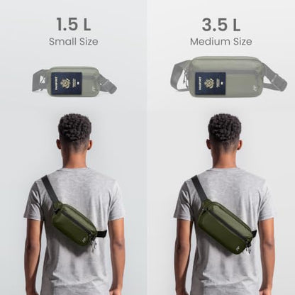 tomtoc 1.5L Sling Bag with RFID Blocking Crossbody Chest Pack for Men Women - color: Green, size: 1.5L