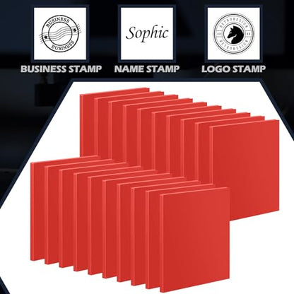 Maitys 24 Pcs Rubber Stamp Sheets for Laser Engraving Machine, Red - color: Red