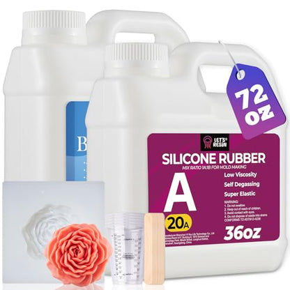LET'S RESIN Silicone Mold Making Kit 72oz, 20A Non-Toxic Silicone Rubber - size: 72oz