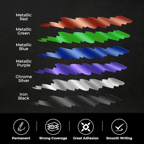 ZSCM Liquid Gloss Metallic Markers, 6 Colors 3D Models Paint Pens - color: 6 Packs-Metallic