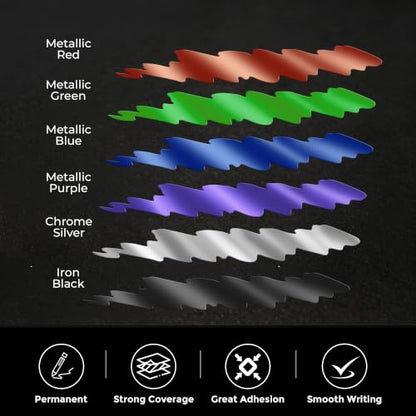 ZSCM Liquid Gloss Metallic Markers, 6 Colors 3D Models Paint Pens - color: 6 Packs-Metallic