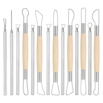 suiwotin 14pcs Ribbon & Wire Clay Sculpting Tools Set, Ceramic Ribbon Tool