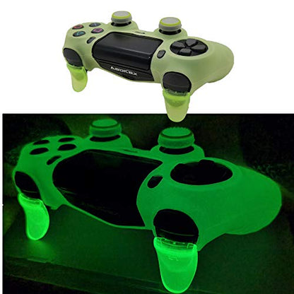 Ps4 Controller Skin Silicone Case Grip Glow in Dark Protective Cover for PS4/slim/Pro Dualshock 4 Controller(Glow Green) - color: Glow Green