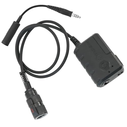 6Pin Extension Cable PTT Adapter with Conversion Cable for 7.0mm Plug Tactical Headsets,Connect to Phones for Music & Calls (Black) - color: Black
