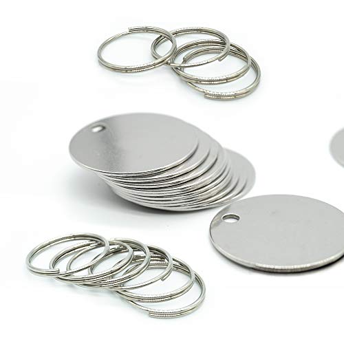 1.18 inch Round Stamping Blanks with Hole Stainless Steel Blank Tags 25 Pack