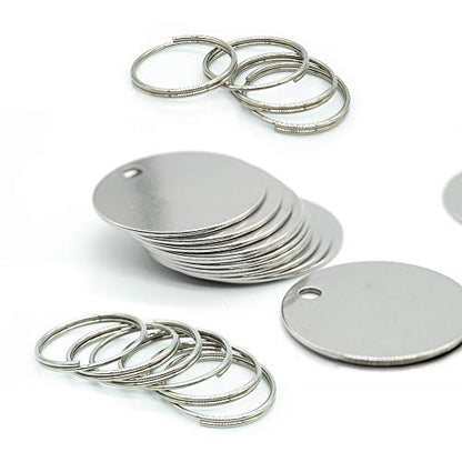 1.18 inch Round Stamping Blanks with Hole Stainless Steel Blank Tags 25 Pack