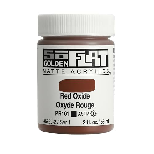 GOLDEN SoFlat Matte Acrylics, Red Oxide, 2 fl. oz. Jar - color: Red Oxide, size: 2 Fl Oz (Pack of 1)